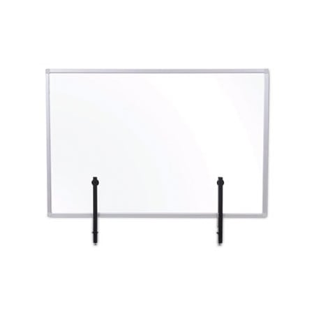 Bi-Silque MasterVisi, PROTECTOR SERIES GLASS ALUMINUM DESKTOP DIVIDER, 47.2 X 0.16 X 35.4, CLEAR GL08019101